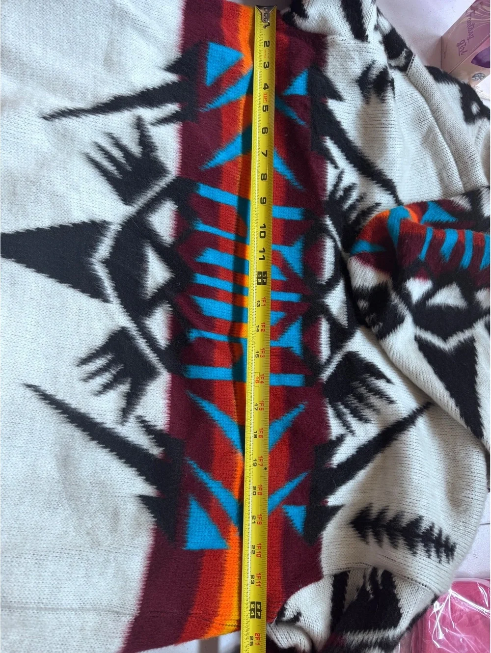 Artesanias Tuntaquimba Wool Zip Hoodie Large Handmade Ecuador Geometric
